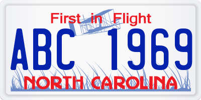 NC license plate ABC1969