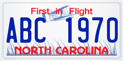 NC license plate ABC1970