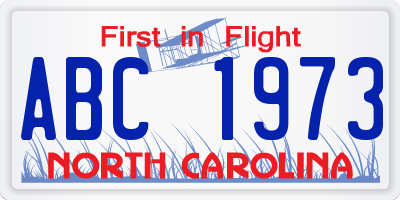 NC license plate ABC1973