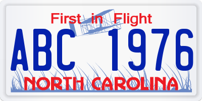 NC license plate ABC1976