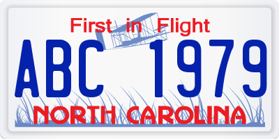 NC license plate ABC1979