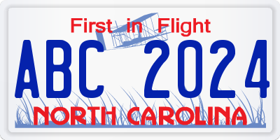NC license plate ABC2024