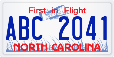 NC license plate ABC2041