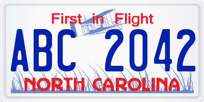 NC license plate ABC2042