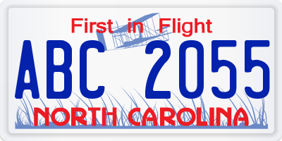 NC license plate ABC2055