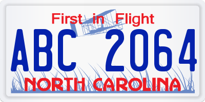 NC license plate ABC2064