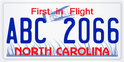 NC license plate ABC2066