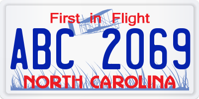 NC license plate ABC2069