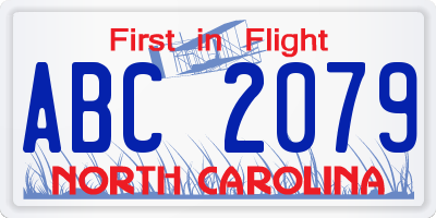NC license plate ABC2079