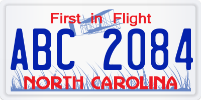 NC license plate ABC2084