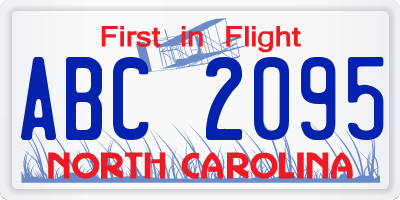 NC license plate ABC2095