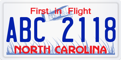 NC license plate ABC2118