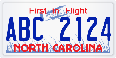 NC license plate ABC2124