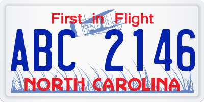 NC license plate ABC2146