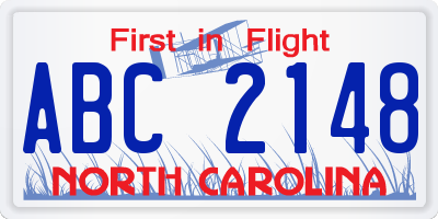 NC license plate ABC2148