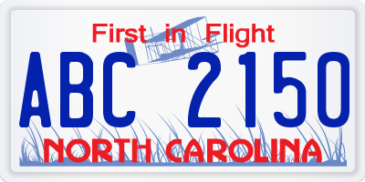 NC license plate ABC2150