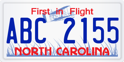 NC license plate ABC2155