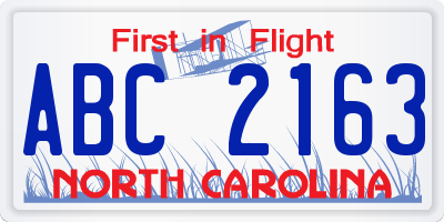 NC license plate ABC2163
