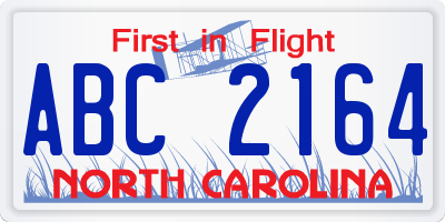 NC license plate ABC2164