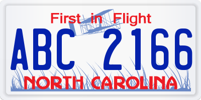 NC license plate ABC2166