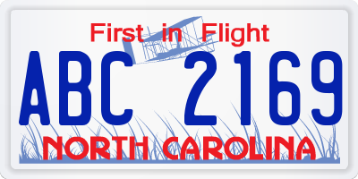 NC license plate ABC2169