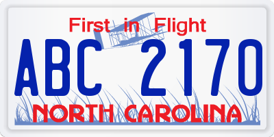 NC license plate ABC2170