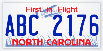 NC license plate ABC2176