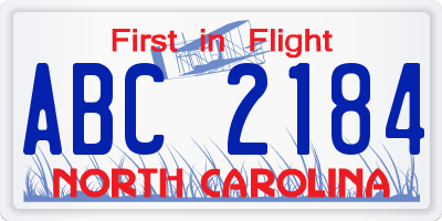 NC license plate ABC2184