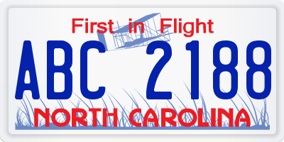 NC license plate ABC2188