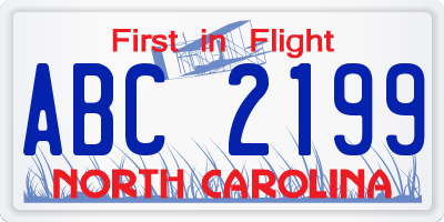 NC license plate ABC2199