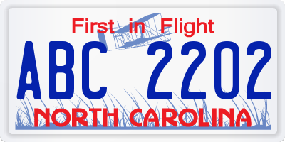 NC license plate ABC2202