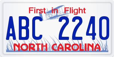 NC license plate ABC2240