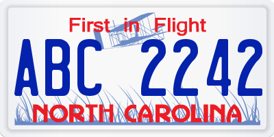 NC license plate ABC2242
