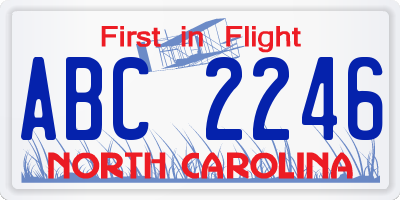 NC license plate ABC2246