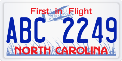 NC license plate ABC2249