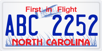 NC license plate ABC2252