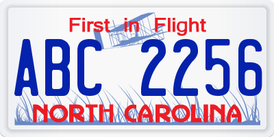 NC license plate ABC2256