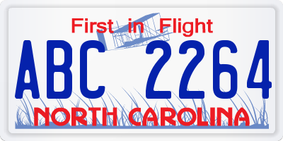 NC license plate ABC2264