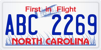 NC license plate ABC2269