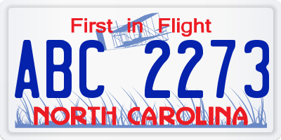 NC license plate ABC2273
