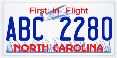 NC license plate ABC2280