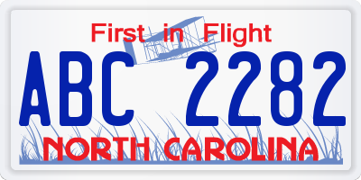 NC license plate ABC2282