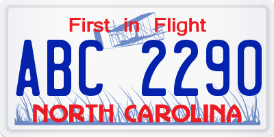 NC license plate ABC2290