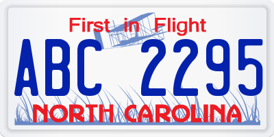 NC license plate ABC2295