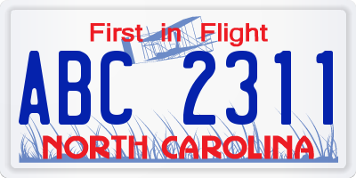 NC license plate ABC2311
