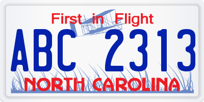 NC license plate ABC2313