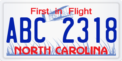 NC license plate ABC2318
