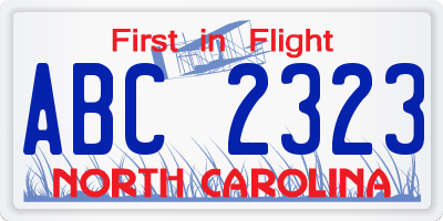 NC license plate ABC2323