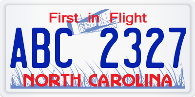 NC license plate ABC2327