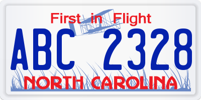 NC license plate ABC2328